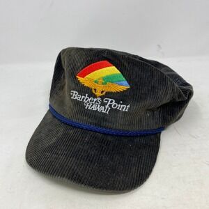 Vintage Imperial Headwear Barbers Point Hawaii Corduroy Rope Hat Grey USA Made